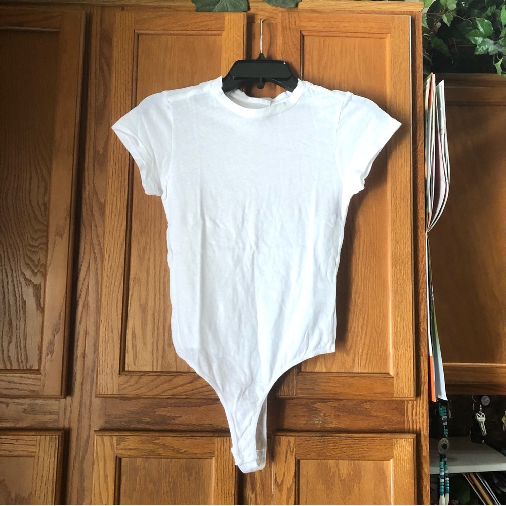 Re/Done 1960’s Slim Tee Bodysuit Soft Cotton in Optic White - XS